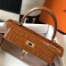 Replica Handbag Store Kelly 28cm Bag In Brown Embossed Crocodile GHW