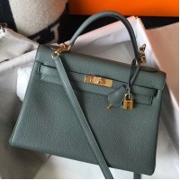 Replica Handbag Store Kelly 32cm Bag In Vert Amande Clemence Leather GHW