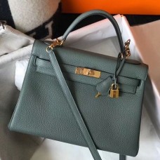 Replica Handbag Store Kelly 32cm Bag In Vert Amande Clemence Leather GHW