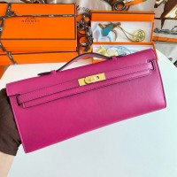 Replica Handbag Store Kelly Cut Handmade Bag in Rose Purple Swift Leather