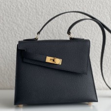 Replica Handbag Store Kelly En Desordre 20 Handmade Bag In Black Epsom Calfskin