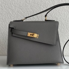Replica Handbag Store Kelly En Desordre 20 Handmade Bag In Etain Epsom Calfskin