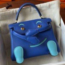 Replica Handbag Store Kelly Doll Quelle Idole Bag in Blue Swift Calfskin