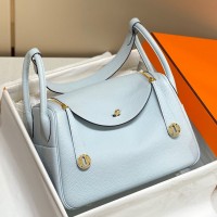 Replica Handbag Store Lindy 26cm Bag In Blue Brume Clemence Leather