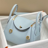 Replica Handbag Store Lindy Mini Bag In Blue Brume Clemence Leather Replica Handbag Store Lindy Mini Bag In Blue Brume Clemence Leather