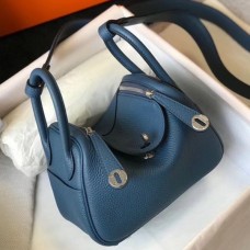 Replica Handbag Store Mini Lindy Bag In Blue Agate Clemence Leather