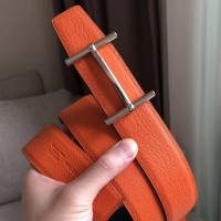 Replica Handbag Store H d'Ancre Reversible Belt In Orange/Noir Leather