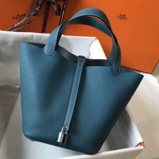 Replica Handbag Store Picotin Lock 18 Bag In Blue Jean Clemence Leather