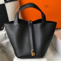 Replica Handbag Store Black Picotin Lock MM 22cm Bag Replica Handbag Store Black Picotin Lock MM 22cm Bag