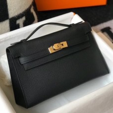 Replica Handbag Store Kelly Pochette Bag In Black Epsom Leather Replica Handbag Store Kelly Pochette Bag In Black Epsom Leather