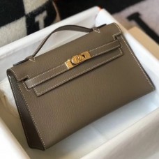 Replica Handbag Store Kelly Pochette Bag In Taupe Grey Epsom Leather Replica Handbag Store Kelly Pochette Bag In Taupe Grey Epsom Leather