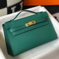 Replica Handbag Store Kelly Pochette Bag In Vert Veronese Epsom Leather
