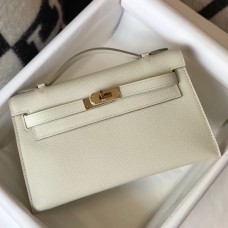 Replica Handbag Store Kelly Pochette Bag In White Epsom Leather Replica Handbag Store Kelly Pochette Bag In White Epsom Leather
