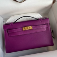 Replica Handbag Store Kelly Pochette Handmade Bag In Anemone Swift Calfskin