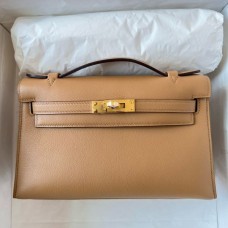 Replica Handbag Store Kelly Pochette Handmade Bag In Chai Swift Calfskin