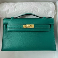 Replica Handbag Store Kelly Pochette Handmade Bag In Malachite Swift Calfskin