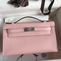 Replica Handbag Store Kelly Pochette Handmade Bag In Rose Sakura Swift Calfskin