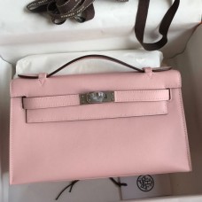 Replica Handbag Store Kelly Pochette Handmade Bag In Rose Sakura Swift Calfskin
