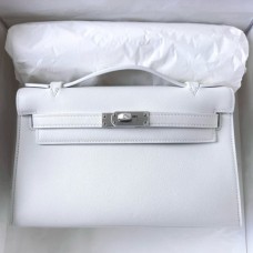 Replica Handbag Store Kelly Pochette Handmade Bag In White Swift Calfskin