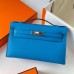 Replica Handbag Store Kelly Pochette Handmade Bag In Blue Frida Swift Calfskin
