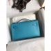 Replica Handbag Store Kelly Pochette Handmade Bag In Blue du Nord Swift Calfskin