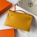 Replica Handbag Store Kelly Pochette Handmade Bag In Jaune Ambre Swift Calfskin