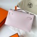 Replica Handbag Store Kelly Pochette Handmade Bag In Mauve Pale Swift Calfskin