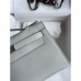 Replica Handbag Store Kelly Pochette Handmade Bag In Pearl Grey Swift Calfskin