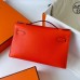 Replica Handbag Store Kelly Pochette Handmade Bag In Rouge Piment Swift Calfskin