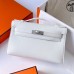 Replica Handbag Store Kelly Pochette Handmade Bag In White Swift Calfskin