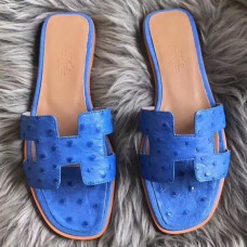 Replica Handbag Store Oran Sandals In Blue Hydra Ostrich Leather Replica Handbag Store Oran Sandals In Blue Hydra Ostrich Leather