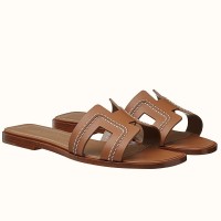 Replica Handbag Store Oran Sandals In Brown Leather With Stitched Detail