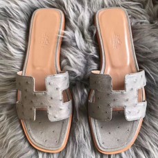 Replica Handbag Store Oran Sandals In Grey Ostrich Leather Replica Handbag Store Oran Sandals In Grey Ostrich Leather