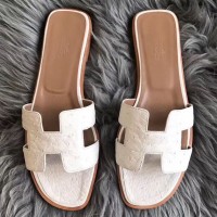 Replica Handbag Store Oran Sandals In White Ostrich Leather