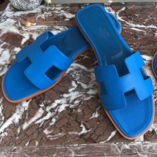 Replica Handbag Store Oran Slide Sandals In Blue Hydra Epsom Calfskin Replica Handbag Store Oran Slide Sandals In Blue Hydra Epsom Calfskin