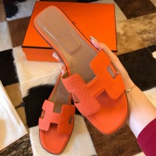 Replica Handbag Store Oran Slide Sandals In Orange Clemence Leather Replica Handbag Store Oran Slide Sandals In Orange Clemence Leather