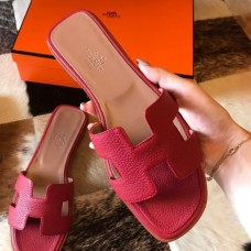 Replica Handbag Store Oran Slide Sandals In Red Clemence Leather Replica Handbag Store Oran Slide Sandals In Red Clemence Leather