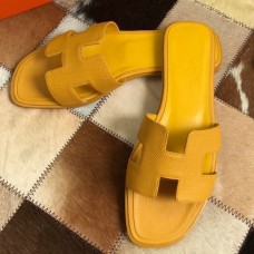 Replica Handbag Store Oran Slide Sandals In Yellow Epsom Calfskin Replica Handbag Store Oran Slide Sandals In Yellow Epsom Calfskin