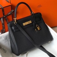 Replica Handbag Store Black Clemence Kelly 25cm GHW Bag