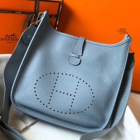 Replica Handbag Store Evelyne III 29 PM Bag In Blue Lin Clemence Leather