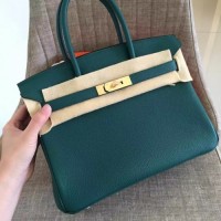 Replica Handbag Store Malachite Clemence Birkin 30cm Handmade Bag