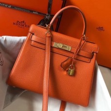 Replica Handbag Store Orange Clemence Kelly 25cm GHW Bag