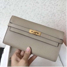 Replica Handbag Store Kelly Classic Long Wallet In Grey Epsom Leather