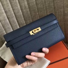 Replica Handbag Store Kelly Classic Long Wallet In Navy Epsom Leather