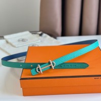 Replica Handbag Store Gamma 13mm Belt in Green Epsom Leather and Blue Swift Leather
